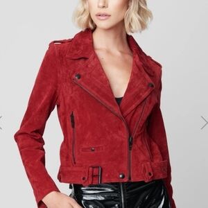 NWT Blank NYC Red Suede Leather Jacket XS Moto Jacket